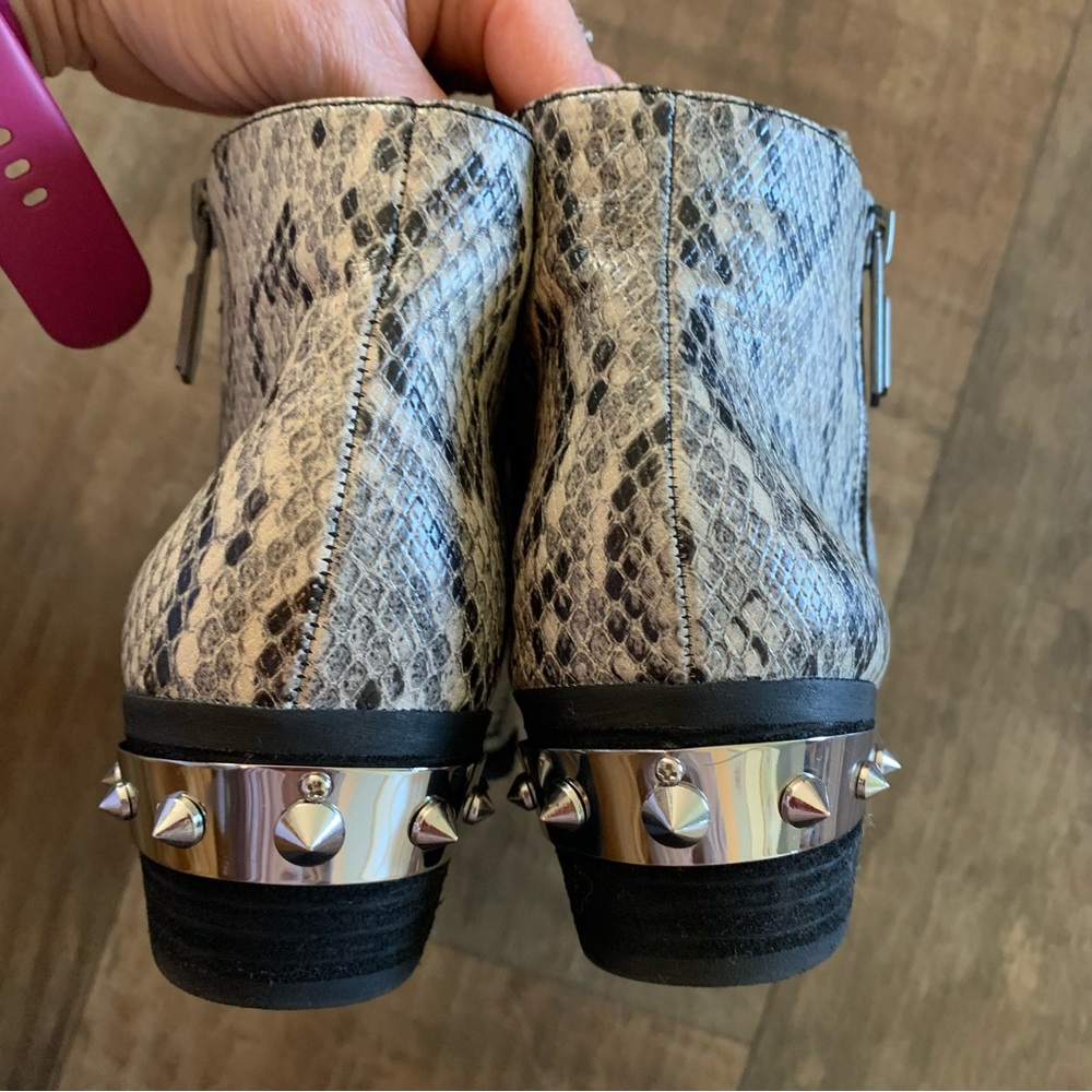 Sam Eldelman reptile/snake print studded heel booties - Picture 4 of 8